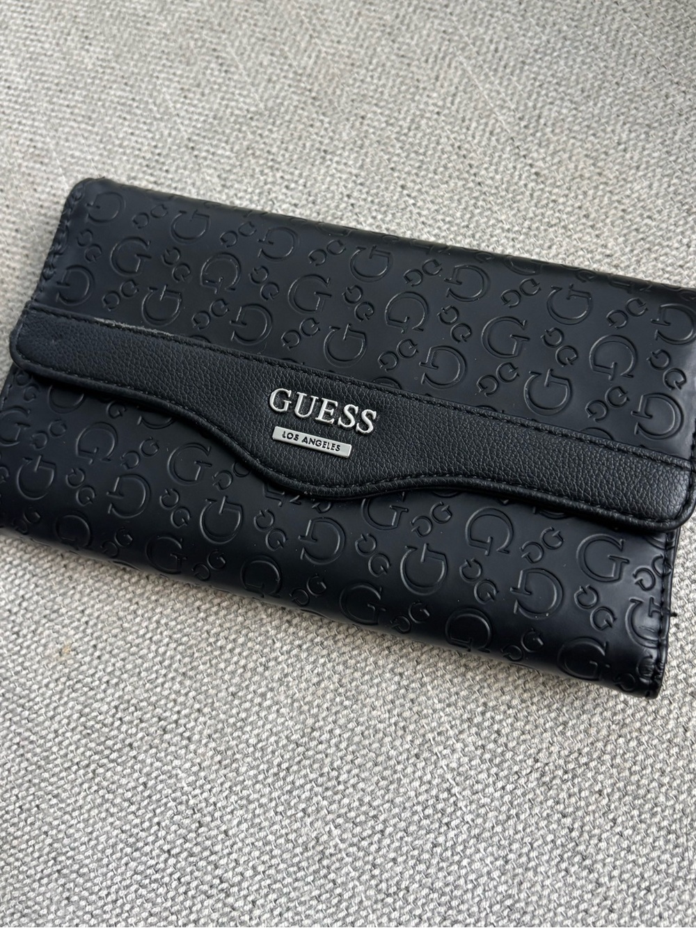 GUESS Los Angeles Black Embossed Logo Continental Wallet